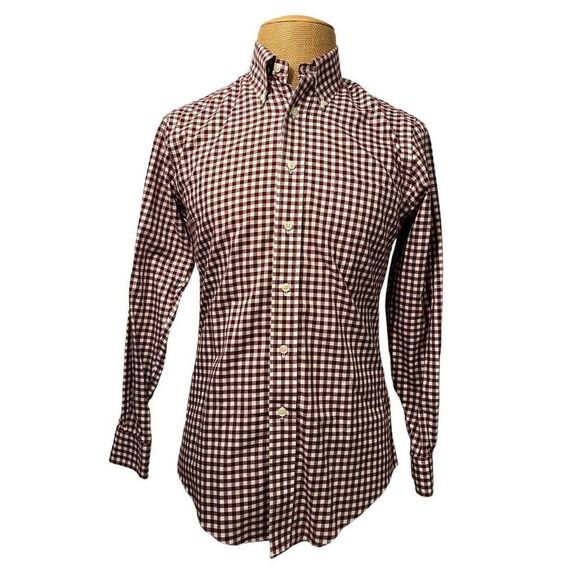 Brooks‎ Brothers Long Sleeve Dress Shirt Non Iron Purple Gingham Size Small - Picture 1 of 8